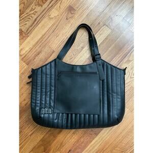 Beis 2022 Weekender Expandable Overnighter Quilted Tote Handbag Purse Black